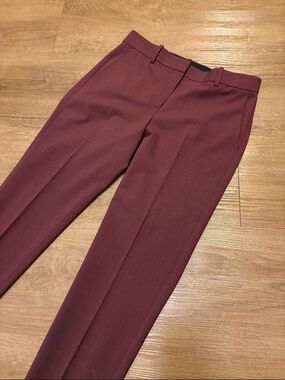 Theory Slim Tailored Trousers — Burgundy